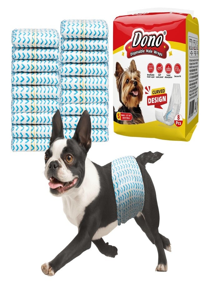 دونو حفاضات دونو للكلاب الذكور، حفاضات استخدام مرة واحدة للكلاب الذكور مع مؤشر للبلل، حفاضات فائقة الامتصاص للجراء الذكور، قلب ثلاثي الأبعاد، مانعة للتسرب بزاوية 360 درجة لسلس البول والتهيج، 16 حفاضة، صغير - Image 1